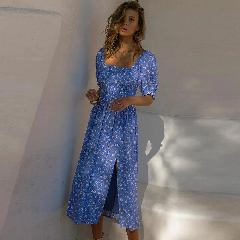 LXV Floral Short Sleeve Boho Mini Sundress